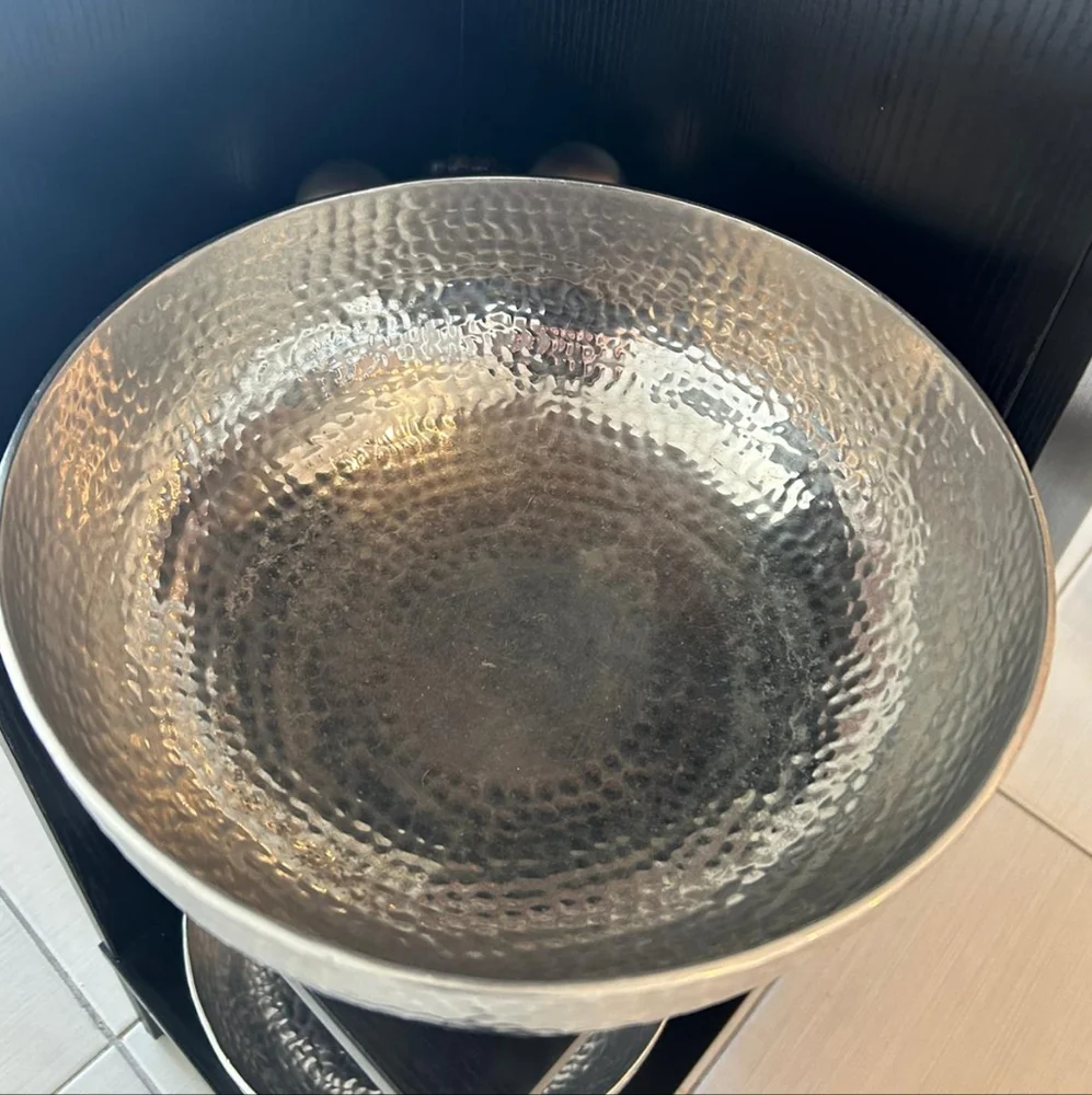 West Elm Silver Hammered Serving Bowl